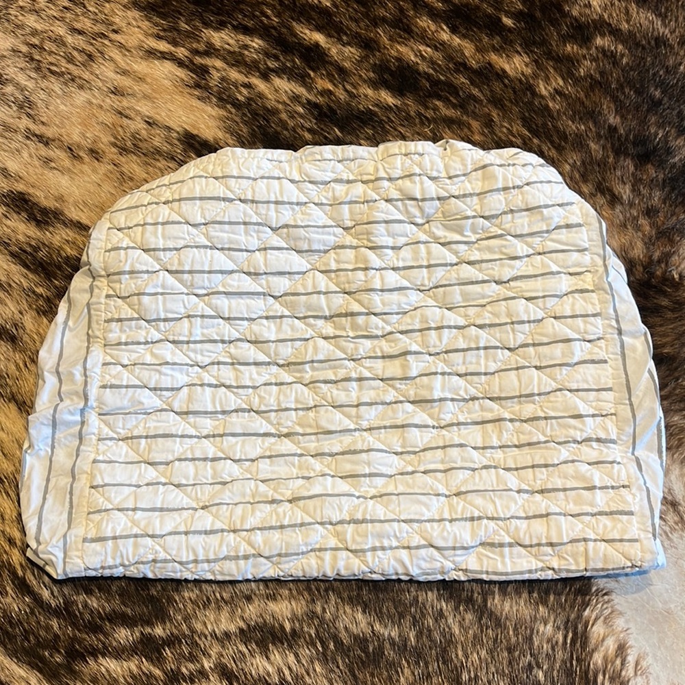 Crate and Kids grey stripe changing pad cover.